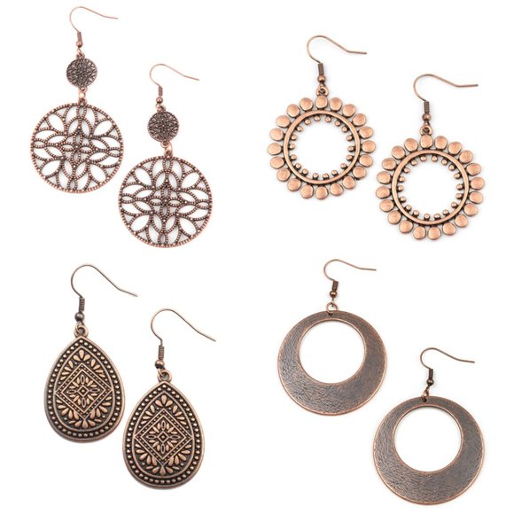4 Pairs of Copper Earrings